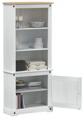 Image de vidaXL Buffet haut blanc 74 x 38 x 170 cm en pin massif