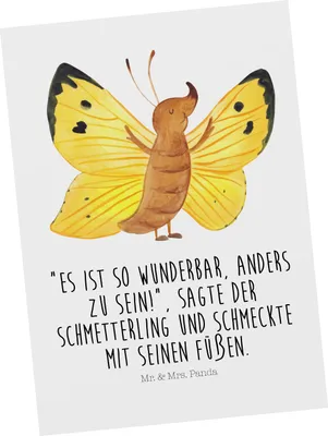 Produktbild von Mr. & Mrs. Panda Postkarte Schmetterling Zitronenfalter - Weiß - Geschenk, Fakt, Liebe, Selbstliebe, Grußkarte, Fotokarte, Lustige Sprüche, Postkarten, Ansichtskarten