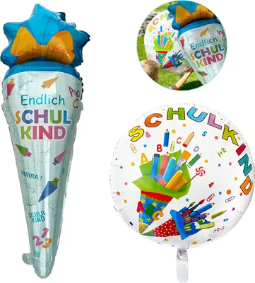 Produktbild von Oblique Unique Schulkind + Zuckertüte Folien Luftballons für Schuleinführung Schulanfang Einschulung Dekoration Ballons