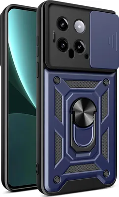 Produktbild von Hülle für Xiaomi 14 Pro Magnetische Ring Ständer Halter Dia Kameraschutz TPU Bumper Silikon Schutzhülle Blau