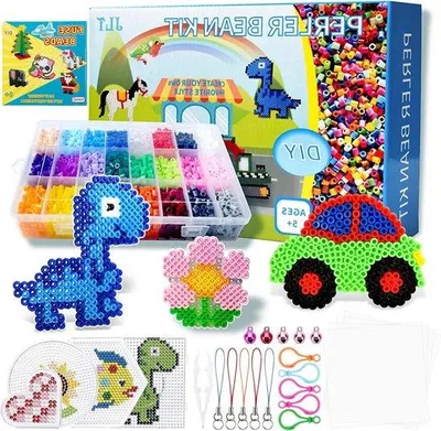 Obrázok produktu pre Sada na žehlenie korálikov pre deti s 24 farbami, 4 doskami, 96 vzormi a háčikom