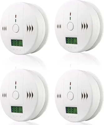 Produktbild von Peviasot CO Alarm 4er Set weiß Feuermelder Kohlenmonoxid Detektor 85 dB LED Warnung