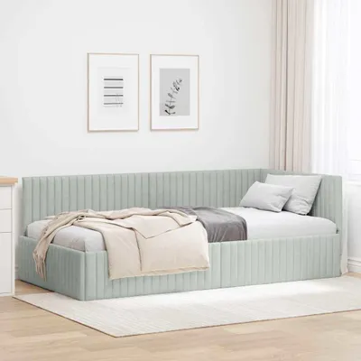 Produktbild von Maison Exclusive - Eckbettgestell mit Kopfteil Hellgrau 90 cm x 200 cm Samt