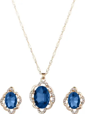 Produktbild von 1 Set Frauen Halskette Ohrringe Kit Faux Kristall Anhänger Strass Hohl Elegante Luxus Frauen Mädchen Stud Ohrringe Modeschmuck Geschenk