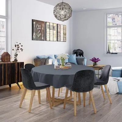 Produktbild von Famanu Tischdecke rund 160 cm wasserabweisend - grau