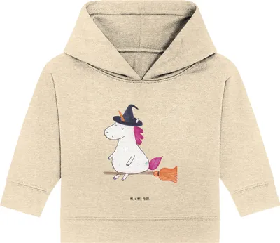 Produktbild von Mr. & Mrs. Panda Organic Baby Hoodie Einhorn Hexe 24. - 36. Monat - Natural Raw - Geschenk, Engel, Teufel, Einhörner, Unicorn, Frau, Kapuzensweatshirt, Kapuzenshirt