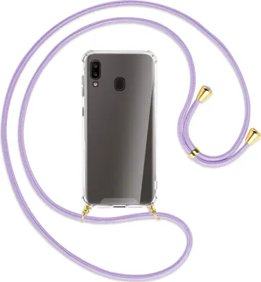 Produktbild von Handykette Backcover-Schutzhülle mit Band (Metall goldfarben) für Samsung Galaxy A20e - violett