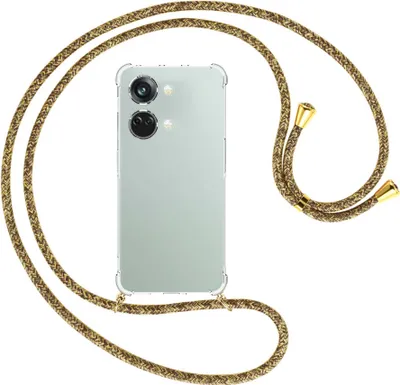 Produktbild von Handykette Backcover-Schutzhülle mit Band (Metall goldfarben) für OnePlus Nord 3 (CPH2491) - braun+beige