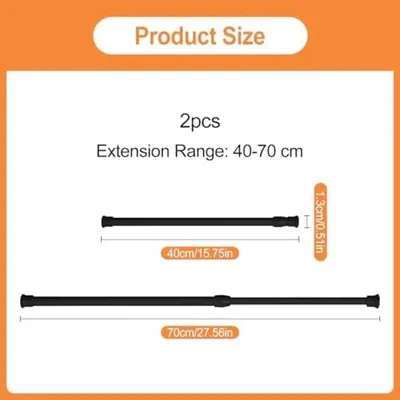 2 teleskopische Spannstangen - schwarz - ohne Bohren - 40-70 cm