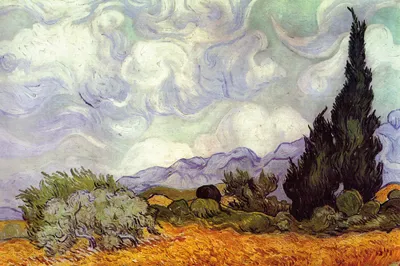 Produktbild von Vincent Van Gogh Kunstdruck Bild - Weizenfeld Mit Zypressen, 1889 (80 x 120 cm)