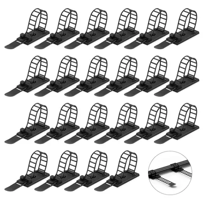 Produktbild von Kabelclips selbstklebend - 60 Stück - Verstellbar - Schwarz - Für Schreibtisch und Büro
