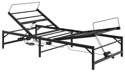 Image de Structure de lit réglable électriquement, noire, 90 x 200 cm, en acier