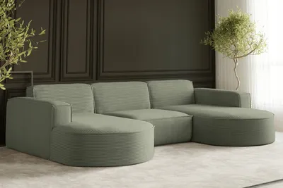 Zdjęcie produktu dla Sofa w kształcie U MODENA narożnik tkanina Poso jasnozielony