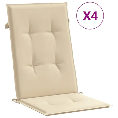 Image de Coussins de chaise de jardin dossier haut lot de 4 beige tissu