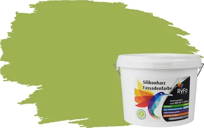 Produktbild von RyFo Colors Silikonharz Fassadenfarbe Lotuseffekt Trend Olivgrün 3l - bunte Fassadenfarbe, weitere Grün Farbtöne und Größen erhältlich, Deckkraft Klasse 1