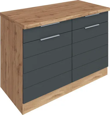 Produktbild von Held Möbel Auszugunterschrank Florenz BxTxH 120 x 60 x 82 cm grau matt zerlegt Anschlag reversibel 463.1.6293