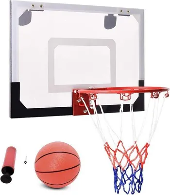 Produktbild von Famanu Mini-Basketballkorb für Tür- und Wandmontage - Basketballring 46 x 30,5 cm mit Ball und Pumpe