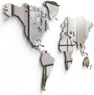 Image de Giallobus - Carte du monde - Décoration murale miroir - 190L x 105W cm - Verre acrylique - Specchio