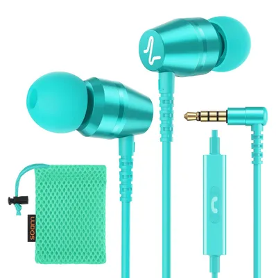 Produktbild von OMNITONE Kopfhörer In Ear Kopfhörer mit Kabel und Mikrofon In Ear Ohrhörer Klinkenstecker Earbuds Satte Bässe Earphones Headphones Türkis