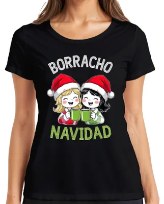 Obrázok produktu pre BORRACHO NAVIDAD funny Christmas Christmas Party Gift Part Dámske tričko, čierna, S