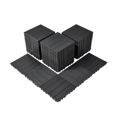 Immagine prodotto di VEVOR Piastrelle per terrazza, set da 54 pezzi, piastrelle per balcone 295 x 295 mm, piastrelle a incastro, pavimentazione in plastica impermeabile per esterni, pavimentazione per terrazza, veranda, piscina, balcone, cortile, grigio scuro