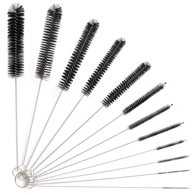 Productafbeelding van TRANKIELO® - Set van 12 nylon flessenreinigingsborstels - 21 cm - Voor espressomachines, rietjes en meer