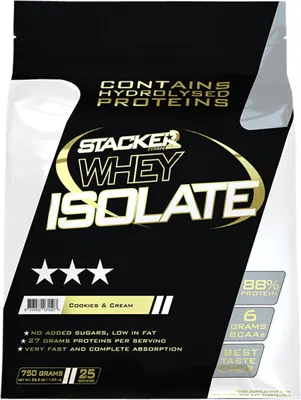 Produktbild von Stacker2 Whey Isolate (750g) Cookies & Cream - Eiweiße - Molkenprotein-Isolat