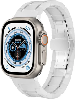 Produktbild von Strap-It Apple Watch Ultra Keramik Stahlarmband (Weiß/Silber)