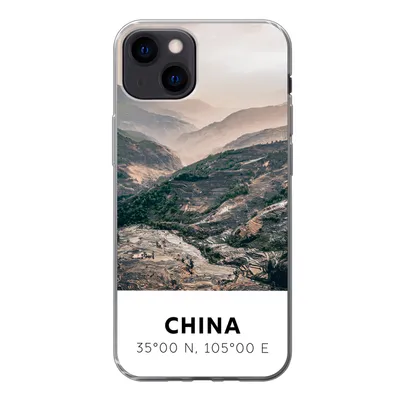 Produktbild von MuchoWow® Handyhülle Schutzhülle Hülle für iPhone 13 China - Berge - Asien - Sommer Silikon Softcase Handy Hülle - Karteninhaber