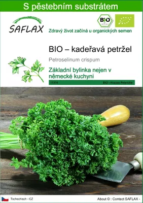 Obrázek produktu pro SAFLAX - BIO – kadeřavá petržel - Petroselinum crispum - 800 Semena - S pěstebním substrátem bez klíčků