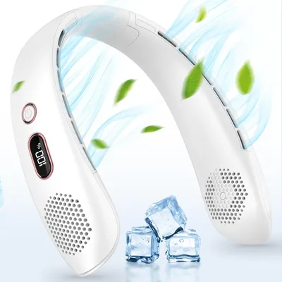 Produktbild von Nackenventilator, Halsventilator, Flügelloser Ventilator, Tragbarer Ventilator, 360° Nackenbügel-persönlicher Ventilator, 3-Gang-LCD-Digitalanzeige