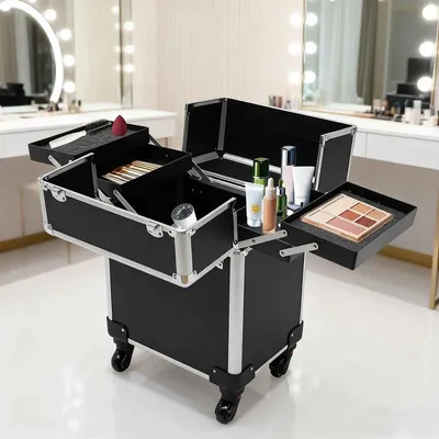 Immagine prodotto di ZMH Trolley cosmetico - Valigia con ruote per prodotti di bellezza, ampio spazio di stivaggio, robusta, resistente, maneggevole, portatile, ideale per estetiste e parrucchieri