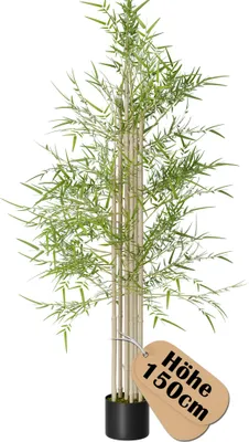 Image de UISEBRT Bambou artificiel 150cm, Grande plante artificielle en pot pour chambre, salon, déco maison, réaliste & décoratif