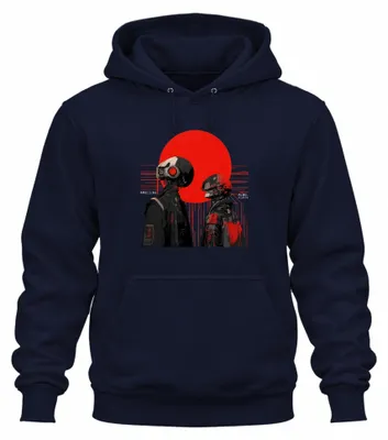 Obrázok produktu pre Japonská cyberpunková sci-fi mikina s motívom robotov, futuristický dizajn, štýl Y2K, anime, tmavomodrá, veľkosť XXL