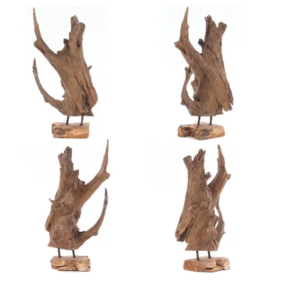 Produktbild von TREIBHOLZ SKULPTUR "ROOTS 40" | Teakholz rustikal | Dekofigur