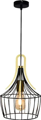 Image de Suspension Rabalux 4925, 1 spot Parov, E27, noir et or, ronde, style industriel, ø 240 mm