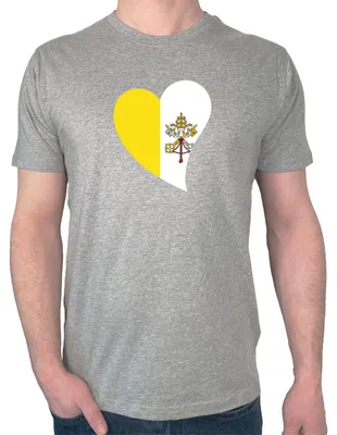 Produktbild von Huuraa Herren T-Shirt Vatikanstadt Flagge Herz S Sport Grey Bio Baumwolle Fairtrade Herrenshirt Geschenkidee
