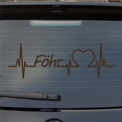 Produktbild von Heckscheibenaufkleber Föhr Herzschlag Puls Insel Nordsee Liebe 55x18 cm Braun Auto Aufkleber Sticker