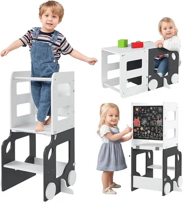 Imagen del producto de Silla de apoyo para bebés 4 en 1, plegable, en blanco y gris