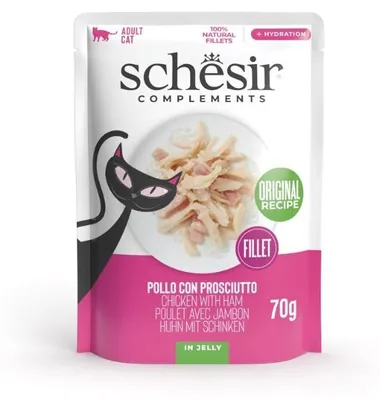 Produktbild von Hühner-/Schinken-Gelee Schesir Katze