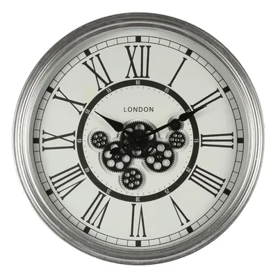 Produktbild von Clayre & Eef Wanduhr Ø 60 cm Silberfarbig MDF