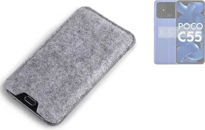 Produktbild von K-S-Trade Filz Handyhülle kompatibel mit POCO C55 Schutzhülle Filztasche Filz Tasche Case Sleeve Handy Hülle Filzhülle grau
