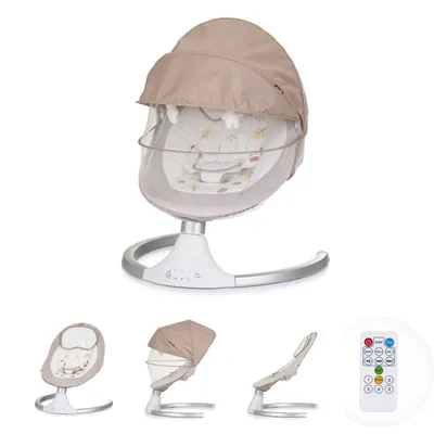 Produktbild von Chipolino Babywippe Brida, Fernbedienung Moskitonetz, Kissen, Plschtiere, Timer beige