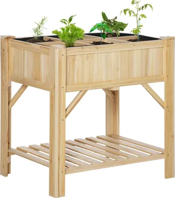 Image de Étagère de jardin pour plantes - Étagère à plantes - 6 compartiments - Bois - Pour l'extérieur - 78,5 × 58 × 81 cm