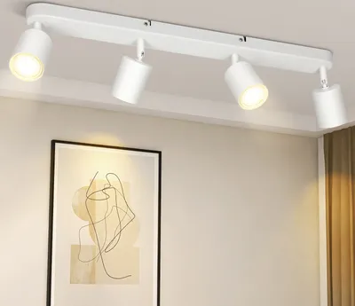 Produktbild von ZMH LED Deckenleuchte Weiß 4 Flammig Deckenlampe  Deckenstrahler Modern GU10 Metall Deckenspots Schwenkbar 330° für Wohnzimmer Schlafzimmer Flur