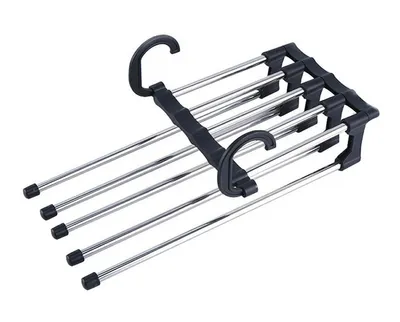Produktbild von Hosenorganizer für 5 Hosen, ausziehbar, faltbar, horizontal aufhängbar, Stahl, 15x30cm gefaltet