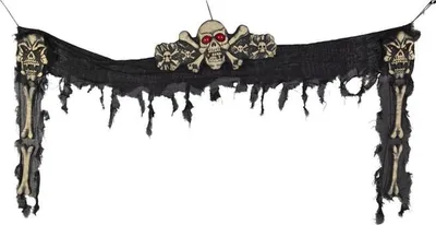 Produktbild von Türdekoration Umrandung mit Skelettteilen - schwarz/weiß - 180 x 76 cm