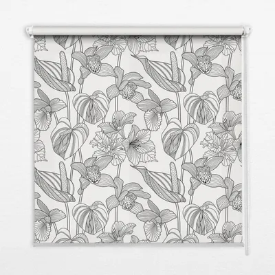 Produktbild von Seitenzug-Rollo Fensterrollo Jalousie - Thermo-Rollo Verdunkelungsrollo - 100x180 cm - Skizzierte Blumen