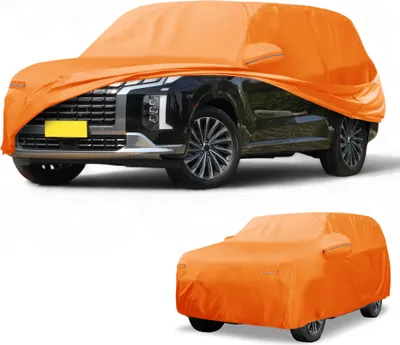 Produktbild von Autoabdeckung Wasserdicht Alle Wetter Automobil Au?en Anti-UV Sonne Regen Schutz Vollst?ndige Au?enabdeckung fš¹r Hyundai Palisade 210D-PU Orange mit Reflektierenden Streifen