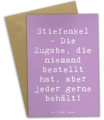 Produktbild von Mr. & Mrs. Panda Grußkarte Spruch Stiefenkel Freude - Lavendeltraum - Geschenk, Familienzusammenhalt, Stieffamilie, einzigartige Designs, Dankeschön, babykarte